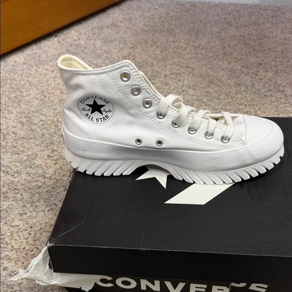 Converse All Star White High-Tops with Unique Sole